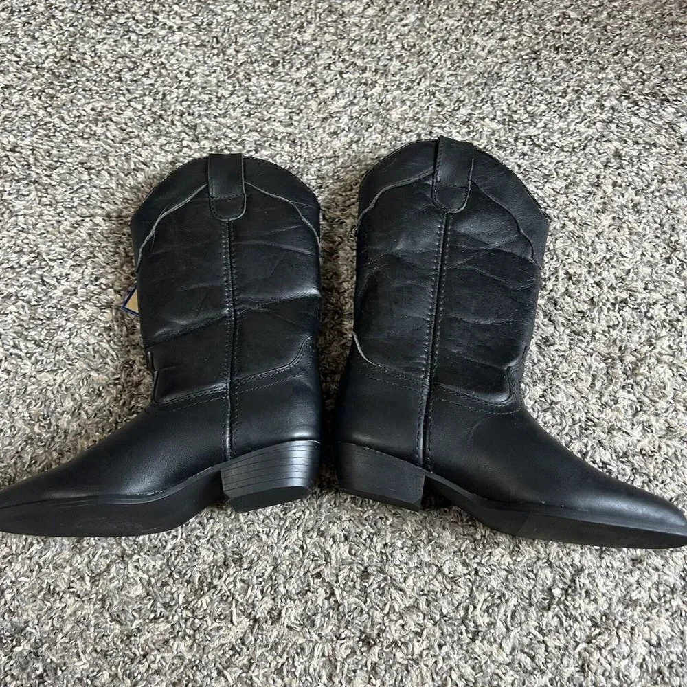 Vintage Buffalo Gap Kids Pull On Western Boots Black Sz 12 New